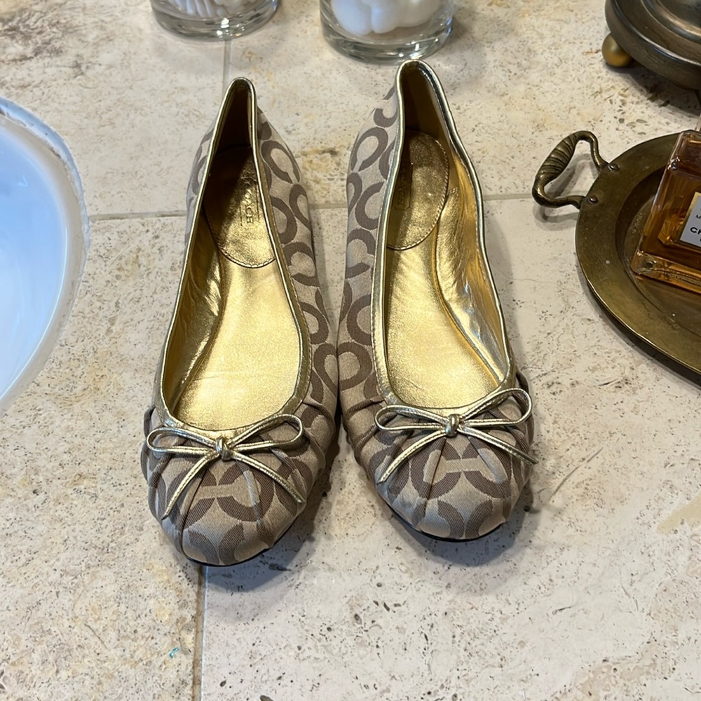 Coach gold flats